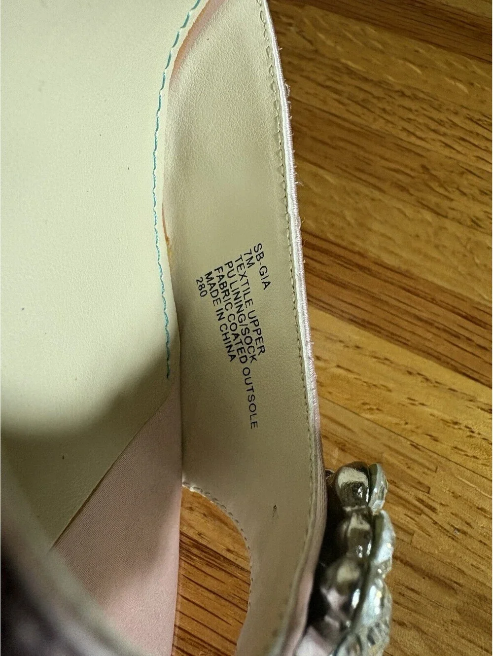 Betsey Johnson Pink Satin Peep Toe Rhinestone Slip-On Stiletto Pumps US 7